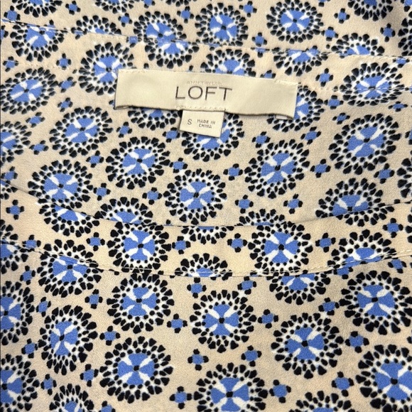 Loft Blue and White Relaxed Boxy Long Sleeve Blouse - Picture 2 of 4